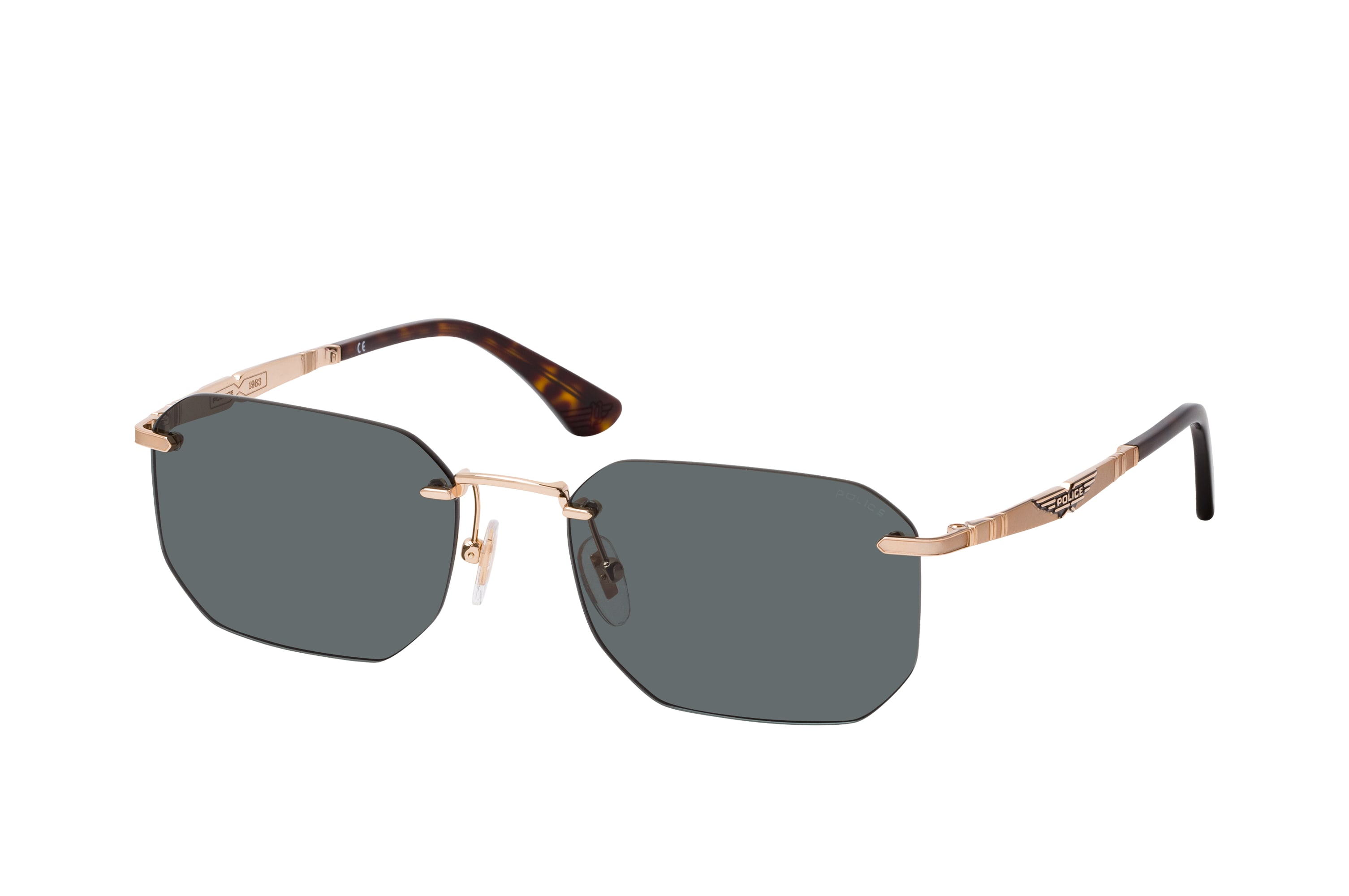 Police hotsell rimless sunglasses