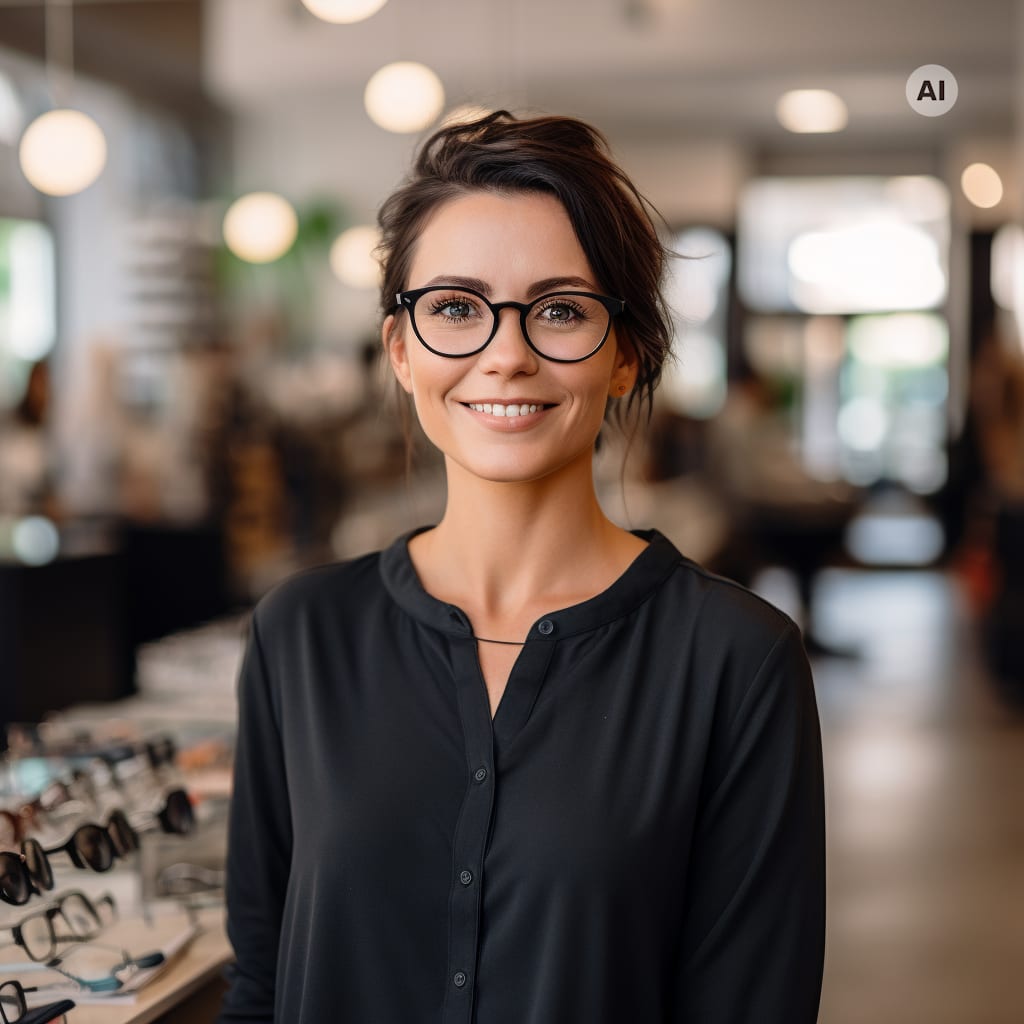 Mujer con gafas en una óptica