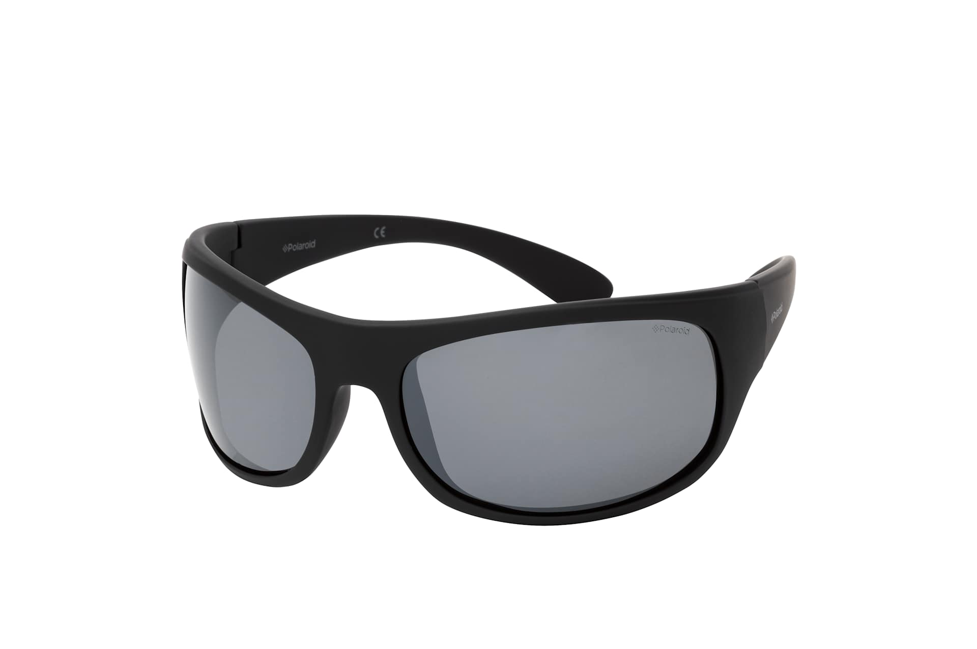 Polaroid Sport Wrap Mens Matte Black Grey Silver Polarized Mirror Solglasögon herr – bild 3